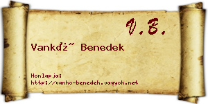Vankó Benedek névjegykártya
